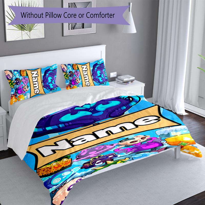 3pcs Custom Name Game Blox Fruits Set,Includes 1 Duvet Cover and 2 Pillowcases,All-season Bedroom Decor