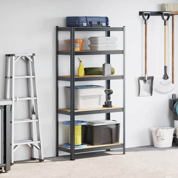 VidaXL Storage Rack 5 Levels Anthracite Steel Engineered Wood 4016951