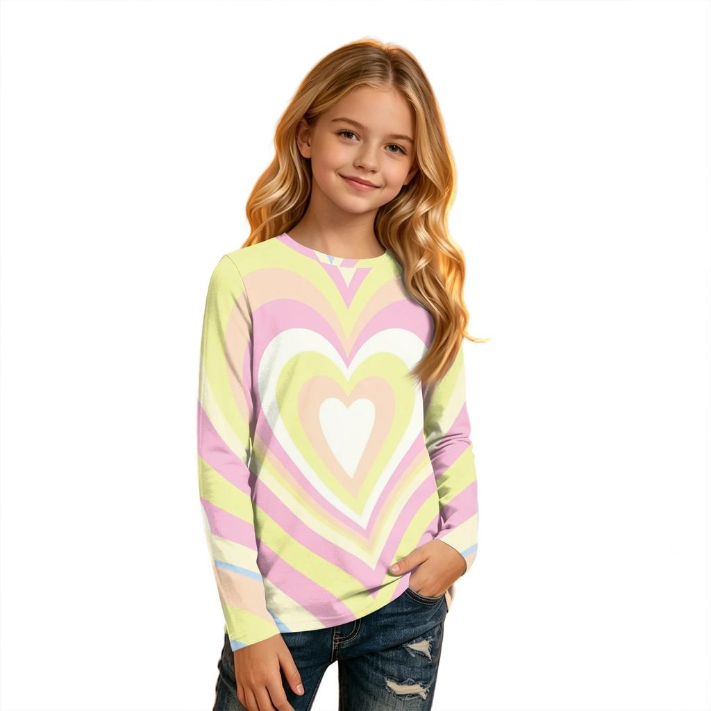 Kids' Long Sleeve Neck Printed T-Shirt Casual Top for Boys and Girls