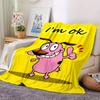 1pc Courage the Cowardly Dog Digital Printed Flannel Blanket, Super Soft Plush Fleece Bed Cover, Multipurpose Four Seasons Hypoallergenic Qu