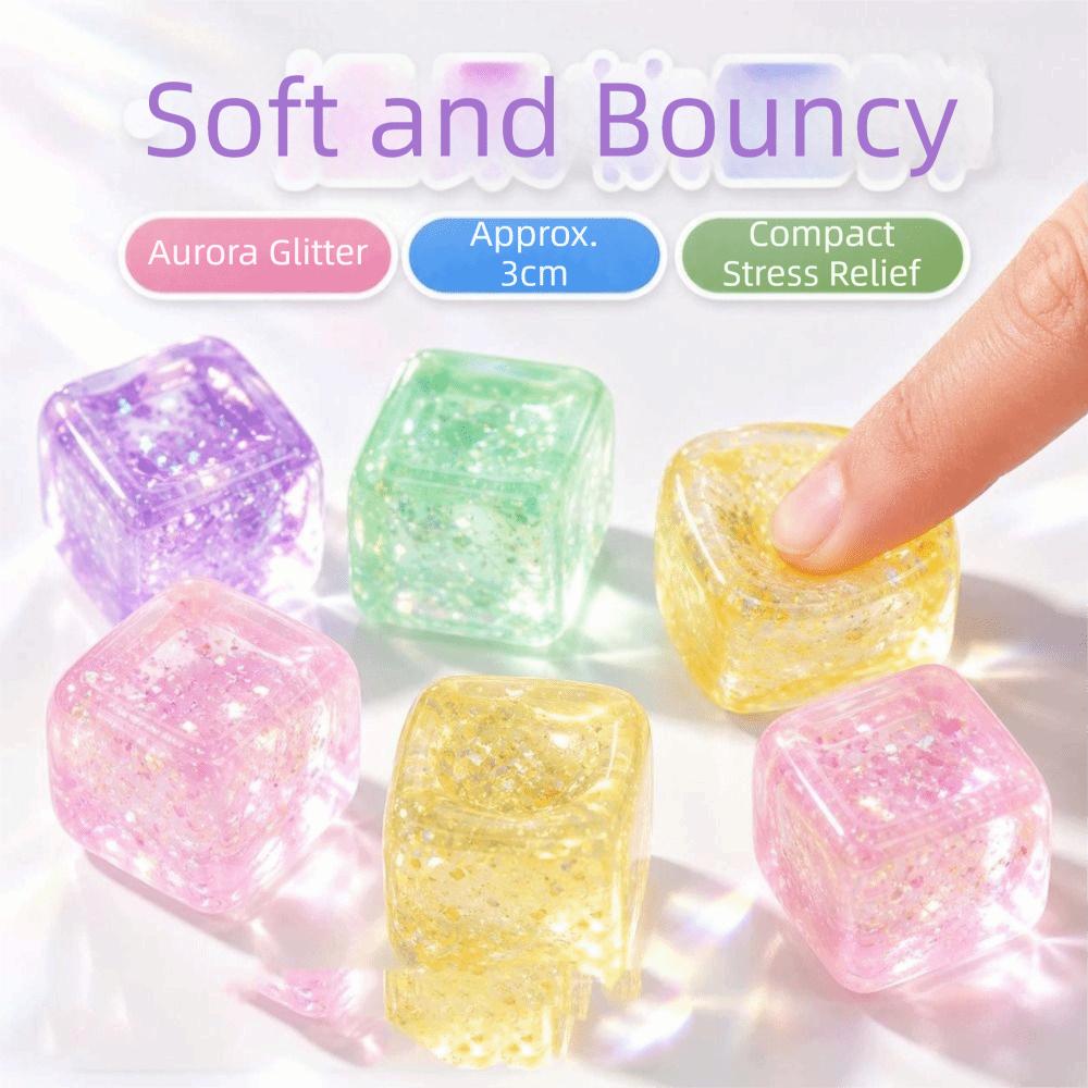 Glitter Ice Cube Squishy Toy Slow Rise Cube Fidget Toy Cube Squeeze Toy Birthday Party Favor