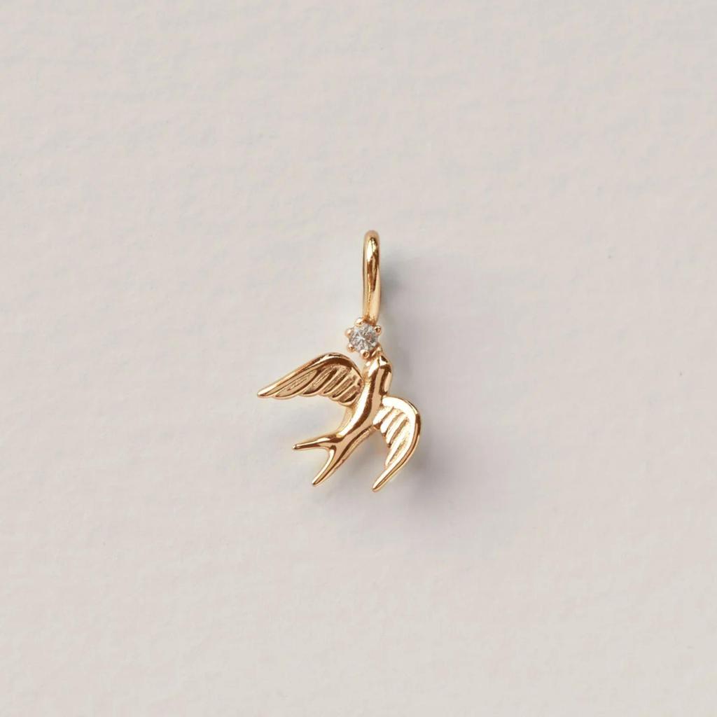 Collana in Acciaio Inossidabile con Ciondolo a Cuore, Nuvola, Fiore e Uccello in Zircone Colorato