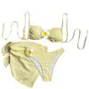 Sexy Gelbes 3D-Blumen-Bikini-Set Damen Falten Push-Up High Waist Badeanzug Strandbadeanzug Cover-Up 3-teilige Badebekleidung