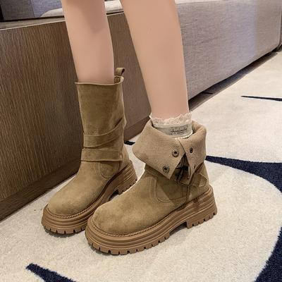 Thick-soled Medium Tube Martin Boots Women's New Retro Two-wear Casual Short Boots Western Cowboy Boots