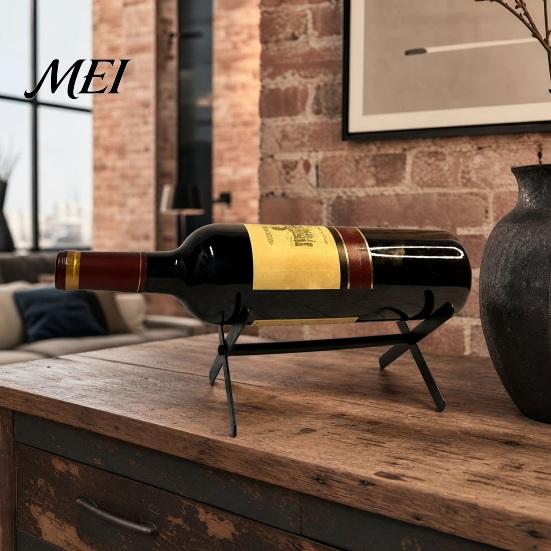 Detachable Wine Rack Metal Rack, Disassembled Single Bottle Holder for Stable with Screws Tabletop, DIY Assembly Display Stand, Housewarming Gift
