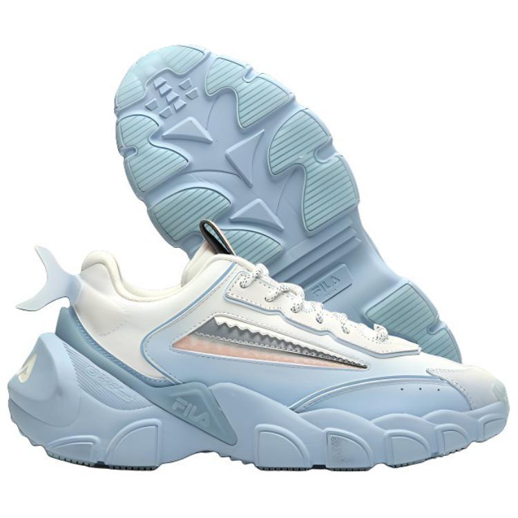 FILA Faux Leather Comfortable Versatile Low-Top Dad Sneakers Women sneakers Blue White F12W144162FWS