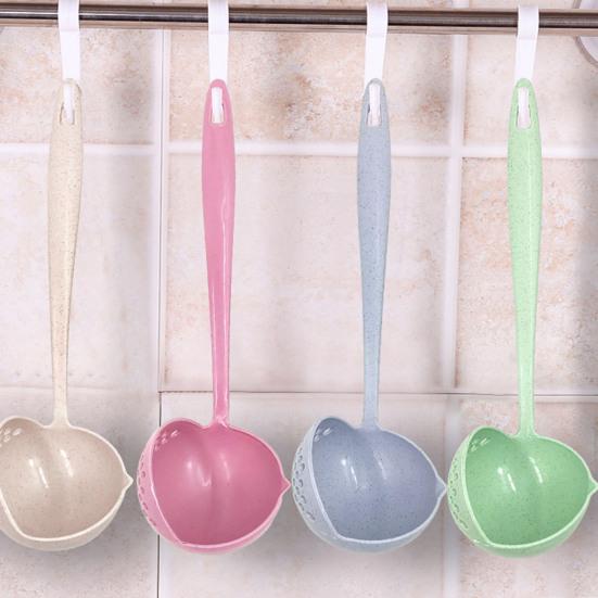 2-In-1 Long Handle Soup Ladle with Strainer Soup Spoon Essential Kitchen Tool for Cooking