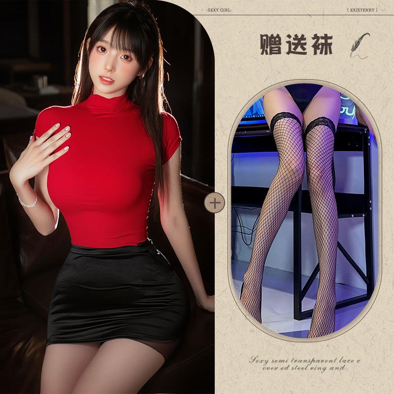 The new sex secretary can cut two breasts and wear fun clothes, sex underwear, pure desire and sexy suit.