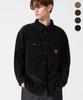 TRILLION Leather Patch Corduroy Work Shirt_4Color
