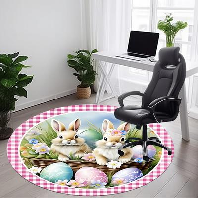 1pc Easter Bunny Chair Carpet for Office Non-Slip, Machine Washable Rug for Office - Holiday DecorMachine Made Yy251029029