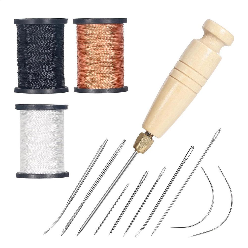 Leather Stitching Kit Heavy Duty Sewing Kit Leatherworking Tool Set Sewing Thread Needle Awl For Leather Carpet Sofa Seat Sewing