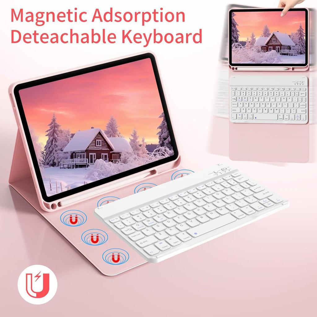iPad 10th Gen Protective Case with Detachable Wireless Keyboard and Pro Mouse Compatibility
