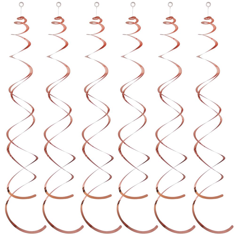 6PCS Spiral Pendant Party Streamers Hanging Plastic Streamer Spiral Pendant Twin Tail Party Ceiling Foil Swirl Decorations