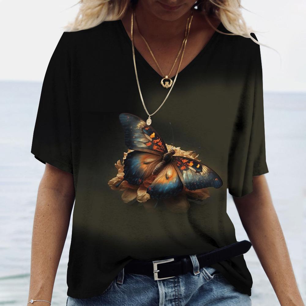 Fashion Printed Animal Cat Short Sleeve Top Casual T-Shirts Women’s