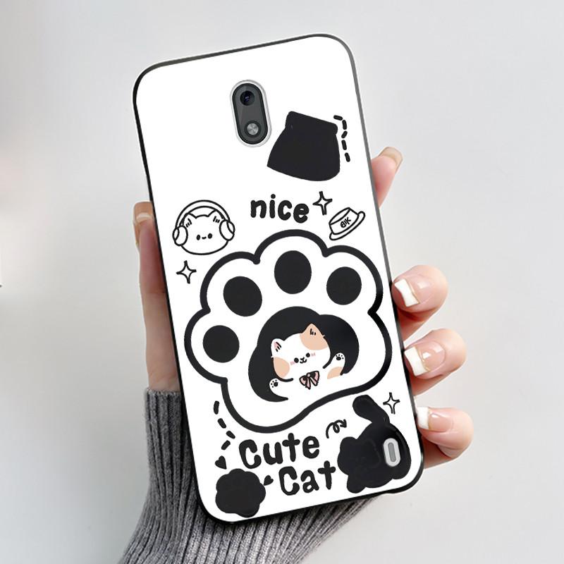 Casing For Nokia 2 2.1 2.2 3 3.1 Case Aesthetic Fashion Cute Cat Shockproof Back Cover Black Slim Soft TPU Silicone Phone Case