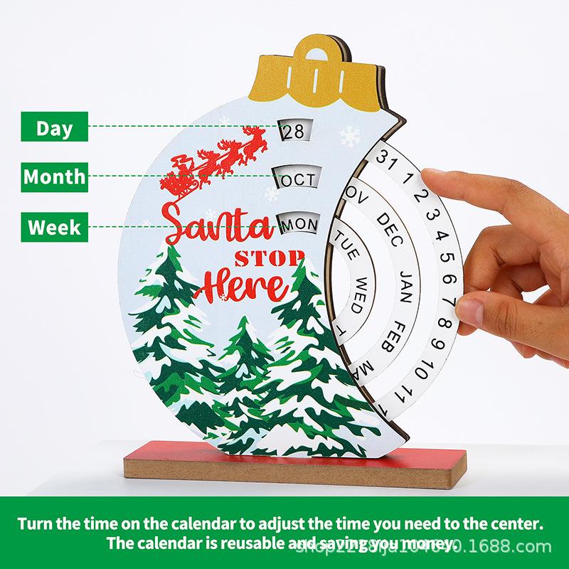 Weihnachts-Countdown, Manueller Kalender, Dekorationen, Anhänger aus Holz, Ornamente, Weihnachtsmann, Kreisförmig