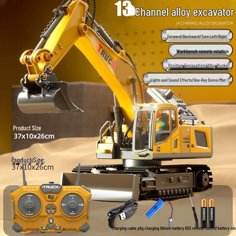 New Remote Control Alloy Excavator Toy for Kids Ages 3-8 - Engineering Vehicle Simulation
