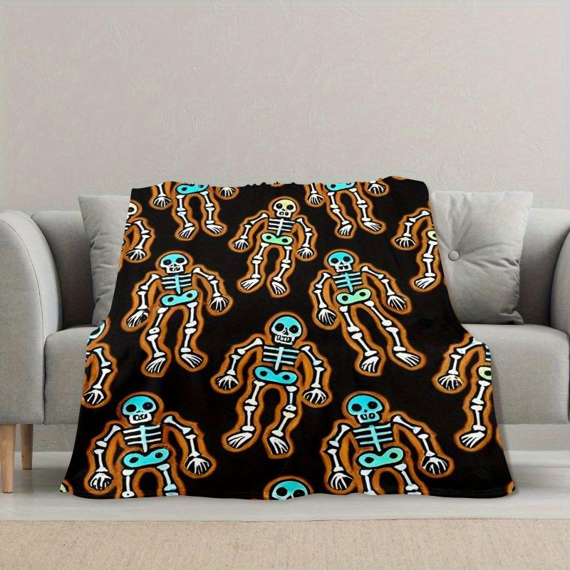 Witty Skeleton Humor Blanket Reversible Flannel Throw for Edgy Decor AllSeason Comfort Playful Spooky Gift