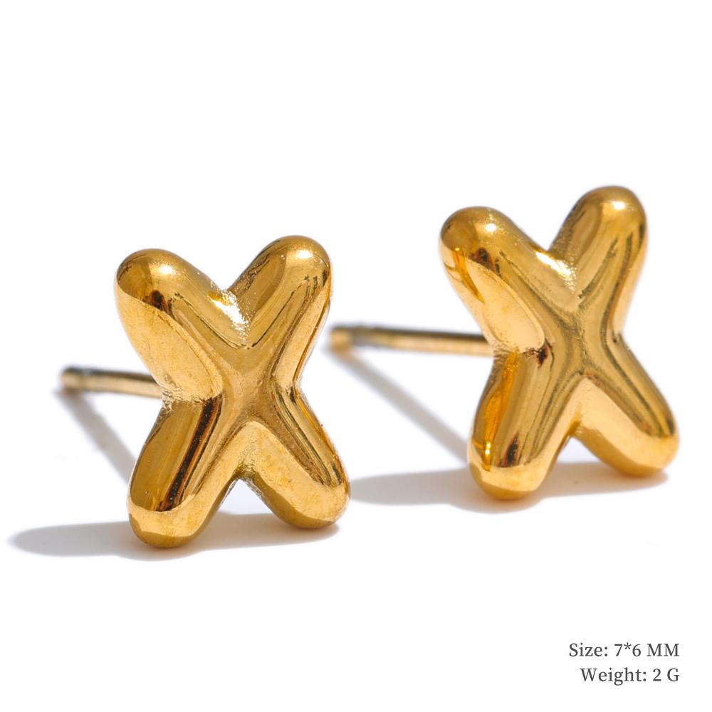 Yhpup 26 Initial Letter A-Z Stainless Steel Gold Color Stud Earrings 18K PVD Waterproof Plated Daily Versatile Basic Jewelry