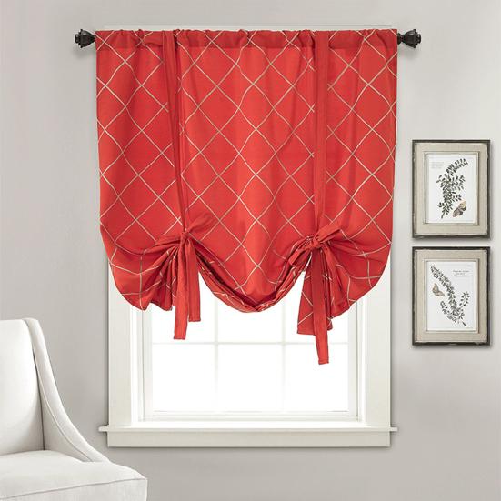 

Curtain Decorative Waterproof Polyester Geometric Embroidery Pattern Window Drape for Living Room