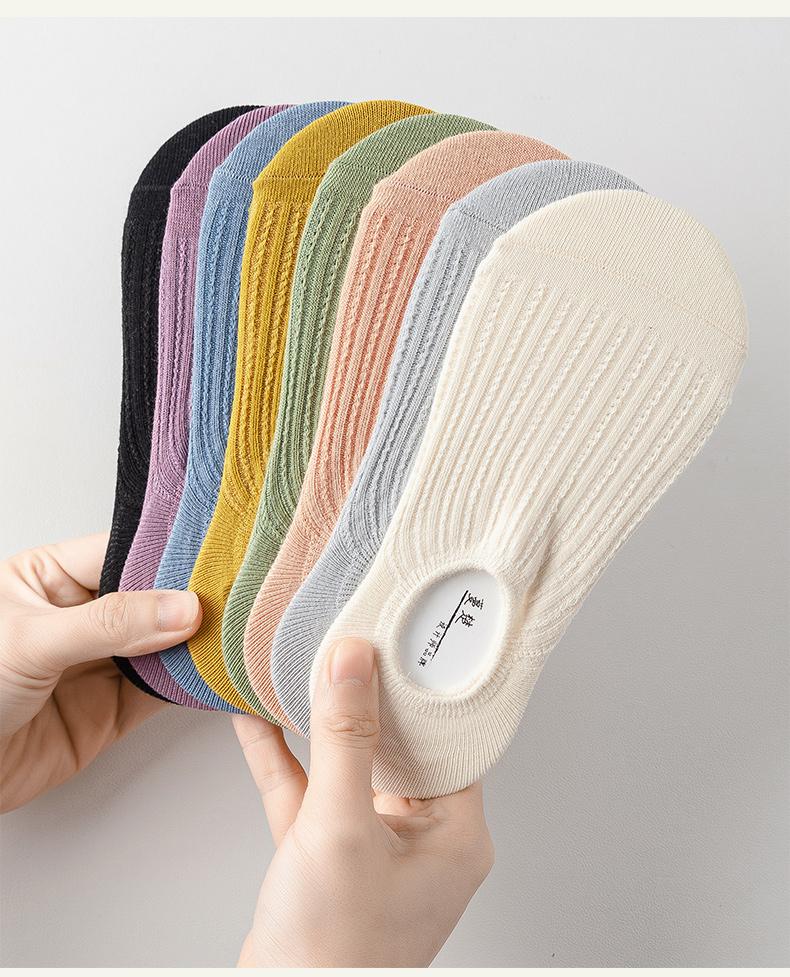 Invisible Silicone Anti slip: Thin Cotton Double Needle 10A Antibacterial and Odorous Mesh Invisible Women's Boat Socks, 8 Pair Set