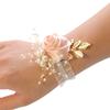 Delicate Silk Wrist Corsage Bracelet with Pearl Beads for Wedding Prom