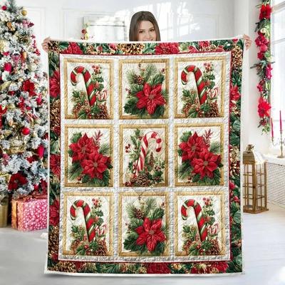 Christmas Pattern Flannel Throw Blanket Soft Warm Blanket for Couch Bed Festive Design Comfortable Cozy Lightweight Blankets