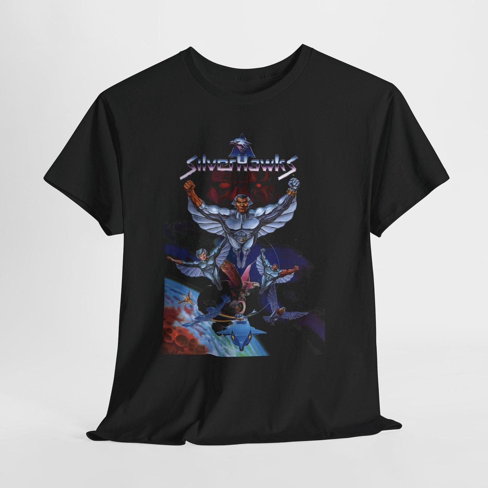 Silverhawks Silver Hawks Retro Cartoon TV Show Men s Black Navy Tees T-Shirt Size S-5XL XL
