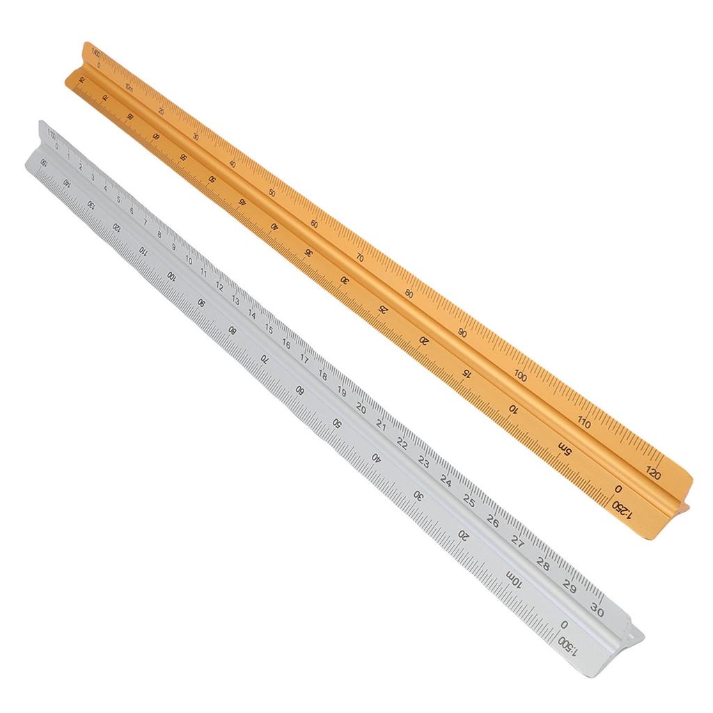 Architectural Scale Ruler 30cm Range Aluminum Accurate Concave Design Multifunctional Triangle Draft