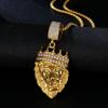 Hot-selling Hip Hop Jewelry Titanium Steel Gold-plated Diamond-studded Lion Head Pendant Necklace