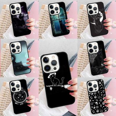 Witchcraft Halloween Cat Dark Witch Phone Case For iPhone 17 Air 15 16e 14 13 Pro Max Coque 12 11 Pro Max PLUS Cover