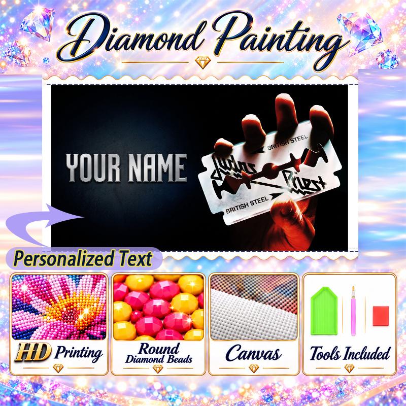 Judas Priest 5D DIY Diamond Painting Custom Name Text, Full Drill Rhinestone Mosaic Art Home Gift
