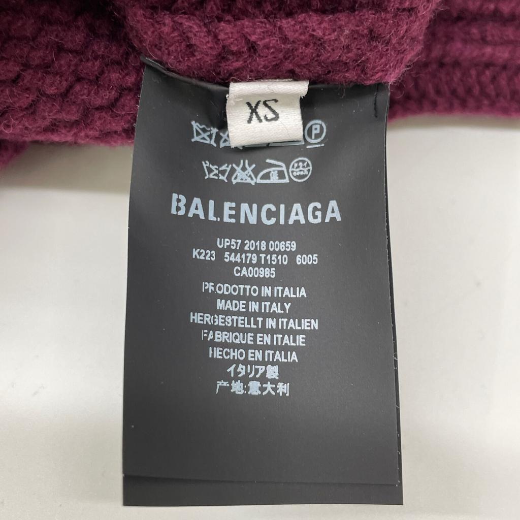 Balenciaga 2018 544179 Bold Turtleneck Scarf Pullover Knit Tops XS BordeauxUsed