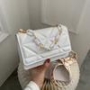 Chic Women Quilted Faux Leather Crossbody Bag, Gold Chain Adjustable Printed Wide Strap Shoulder Purse Casual Daily Handbag