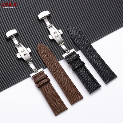 Lizard Print Genuine Leather Watch Band 14mm 16mm 18mm 19mm 20mm 21mm 22mm Replacement Bracelet Belt Butterfly Buckle Wristband