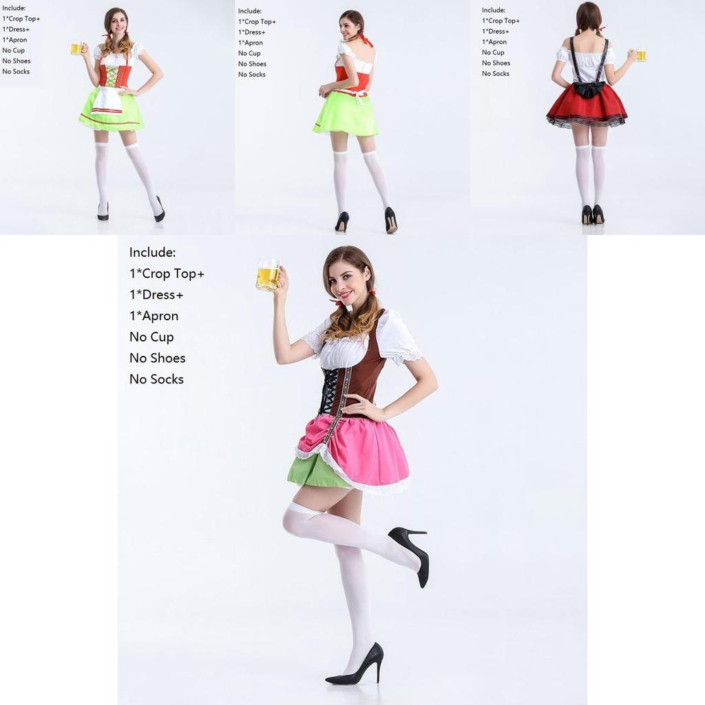 Sweet Vintage Women Oktoberfest Cosplay Costume German Beer Holiday Wench Dress