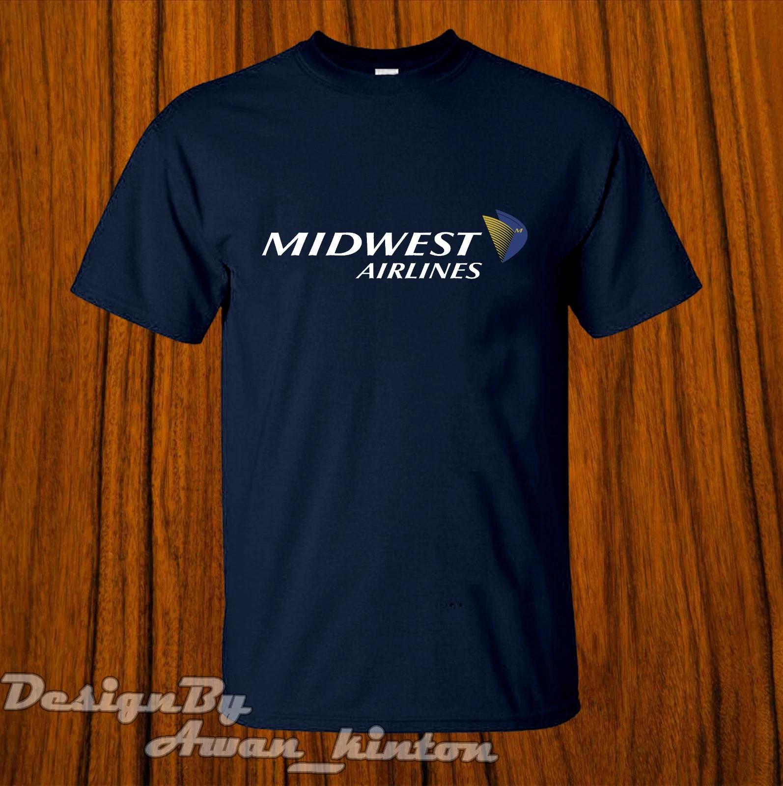 Men s and Women s T-shirts Midwest Airlines Dark Blue Funny Logo Tsirt Short SLeeve Made In Usa S