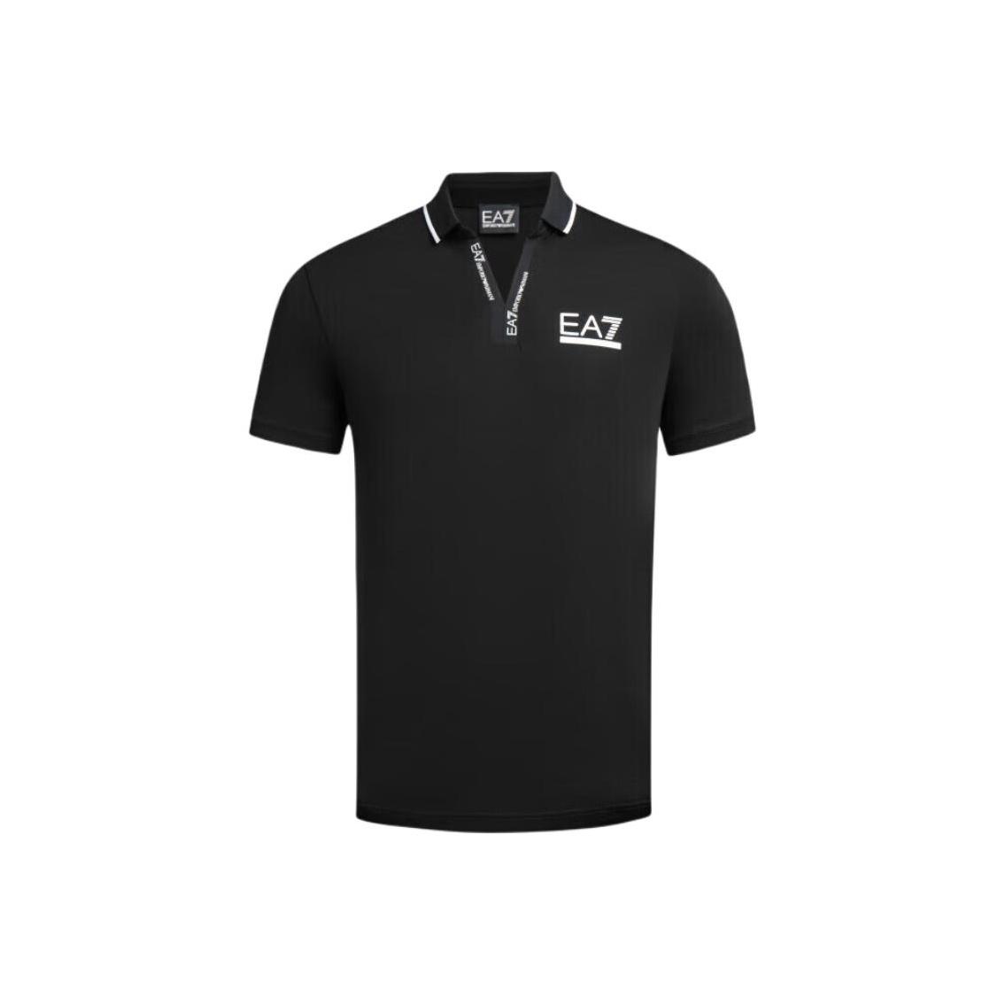 Emporio Armani EA7 SS24 Logo Letter Print Short Sleeve Polo Shirt Men tops Black 3DPF15-PJRGZ-1200 M