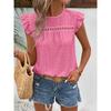 round-Neck Pullover, Short Sleeve for Ladies European and American Hollow Round Neck Short Sleeve