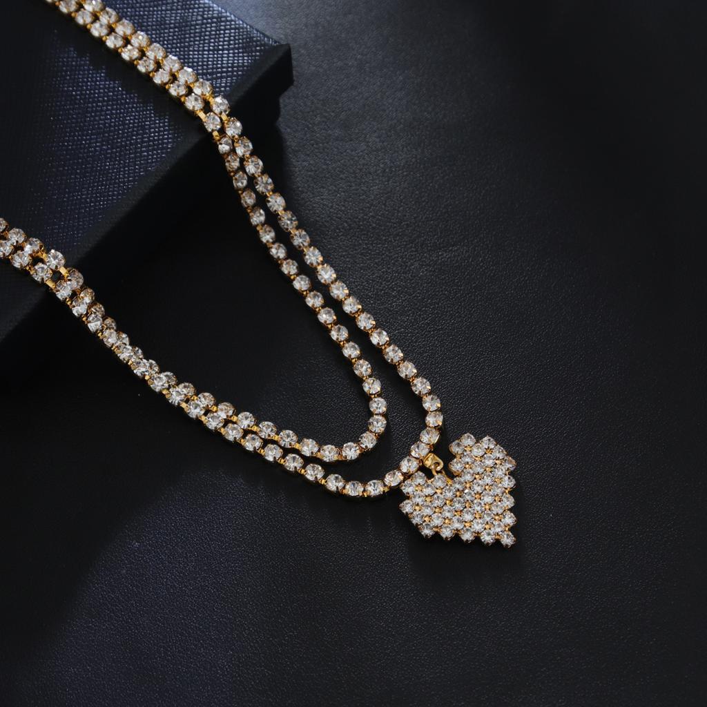 Fashionable Heart-shaped Sexy Style Double-deck Rhinestone Waist Chain Street Photography Women's Body Chain Jewelry