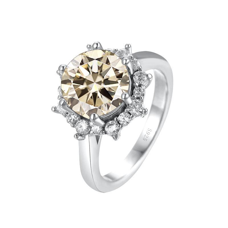 Bague Ringen Luxury 3.5 Carat Moissanite Diamond Jewelry S925 Sterling Silver Wedding Ring For Women Flower Shaped Design Size5-9