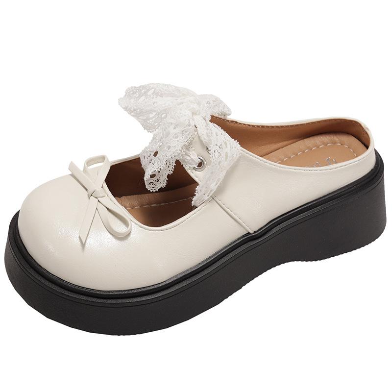 Internet celebrities popular white retro thick-bottomed bag head slippers women's summer wear 2025 new heightening non-slip cool slippers