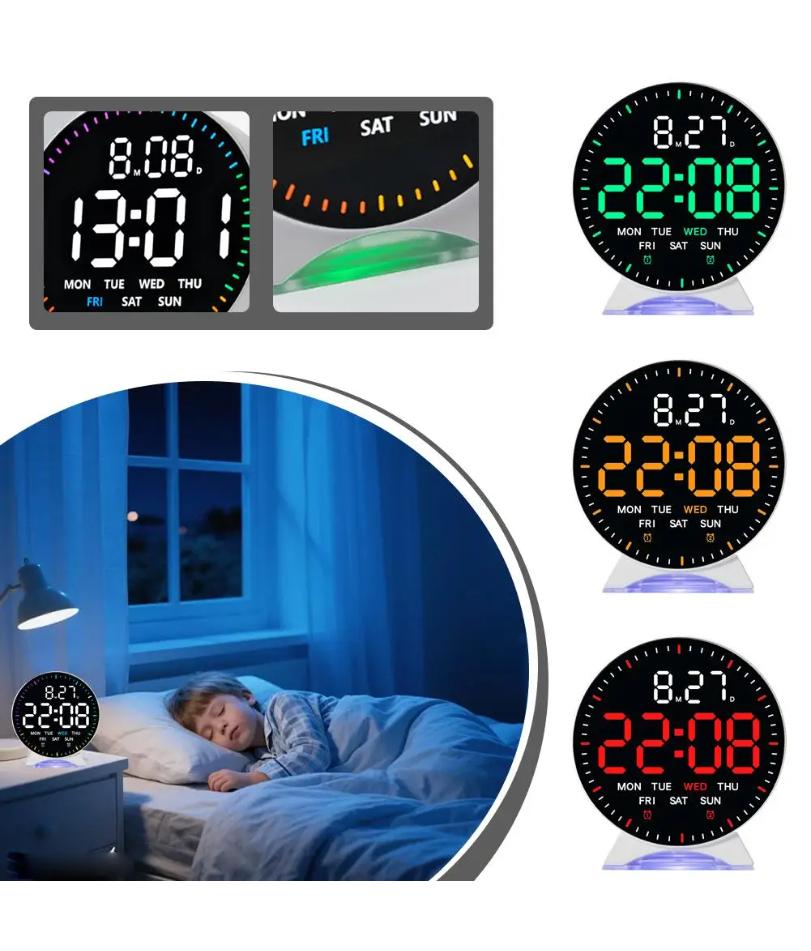 LED Digital Wall Clocks Multifunctional Electronic Clock Alarm Clock High-definition Display Multiple Brightness Night Light