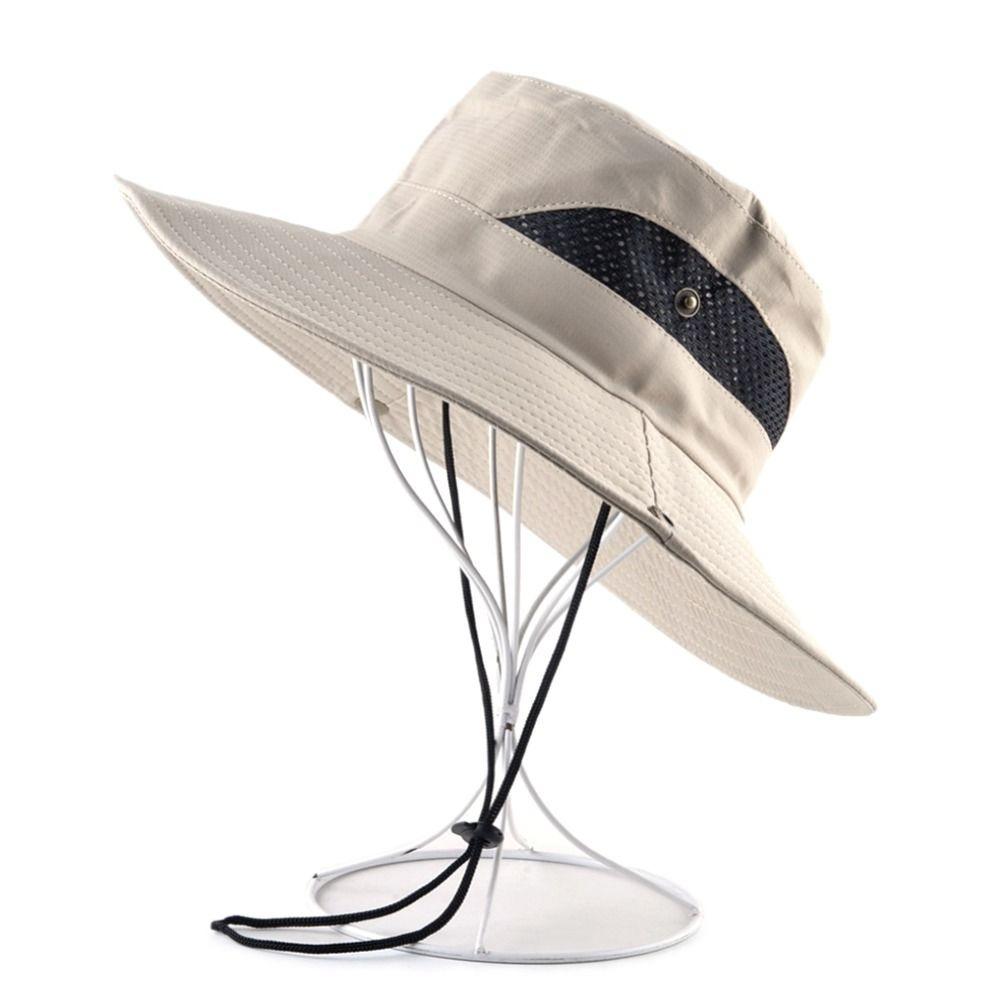 Windproof Portable Big Visors Wide Brim Anti-UV Fishing Cap Breathable Foldable Bucket Hat Hiking