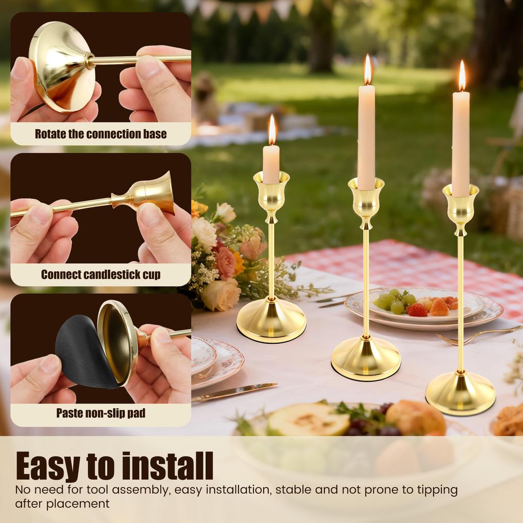 4/6 Pcs Metal Candle Holders Fashion Table Decoration Candlestick Creative Tabletop Taper Candle Stick Stand for Home Decoration