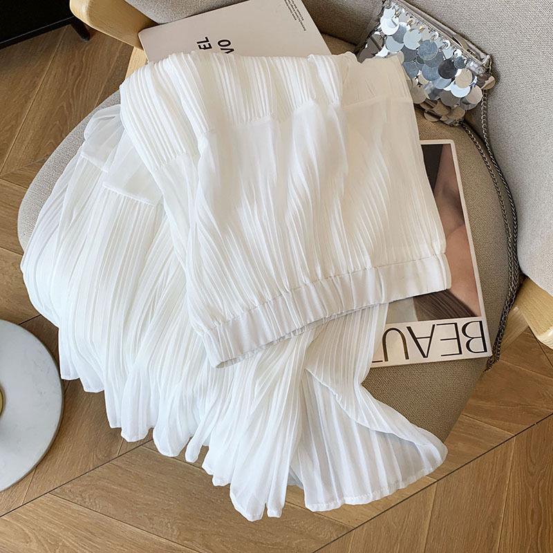 Women's Spring 2025 Purple Fairy Gauze Skirt: Slim, Versatile, Pleated Design