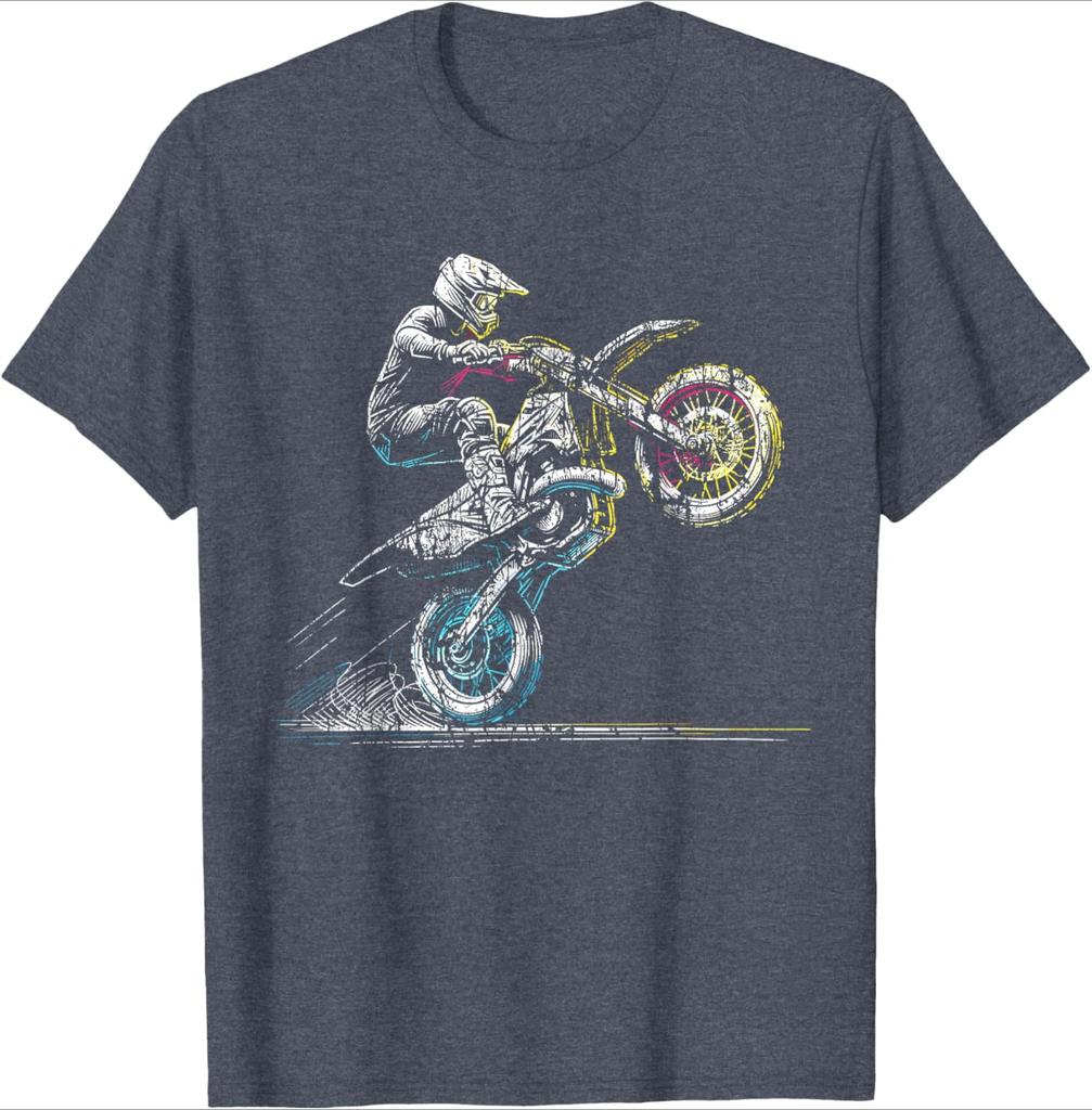 Dirt Bike Rider Retro Motorcycle Motocross TShirt 100 Cotton ONeck Short Sleeve Summer Casual Mens Tshirt Streetwear