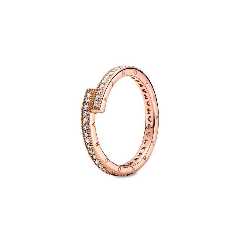 Pandora Rose Shining Staggered Circle Alloy Ring Women s Model rose gold 52