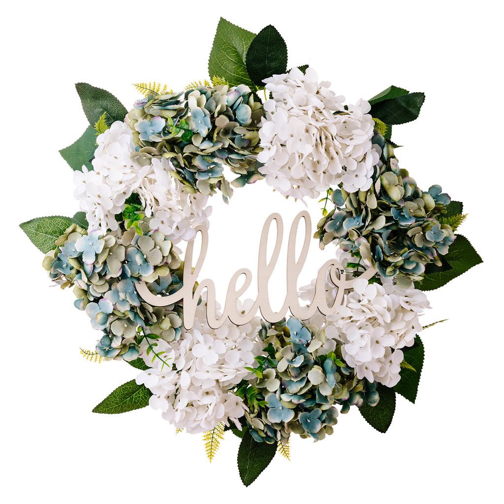 Charming Multicolor Hydrangea Green Leaf Wreath For Seasonal Decor Home