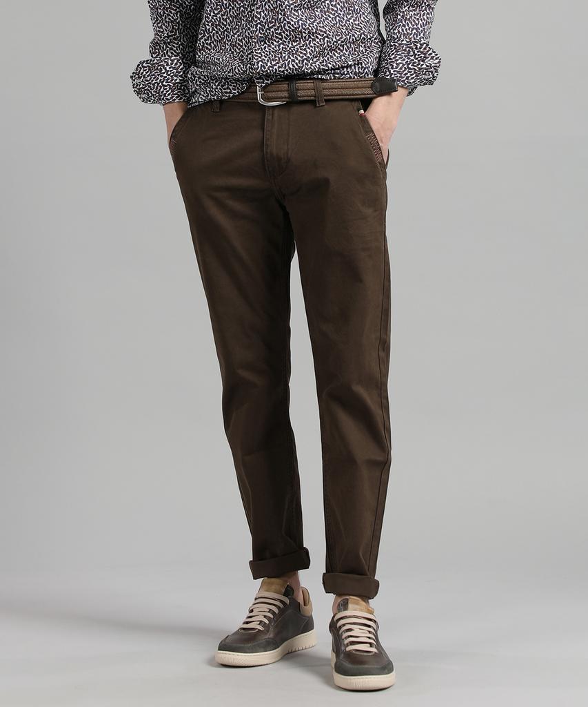 PANICALE Brown Embroidered Point Cotton Pants (Type B)